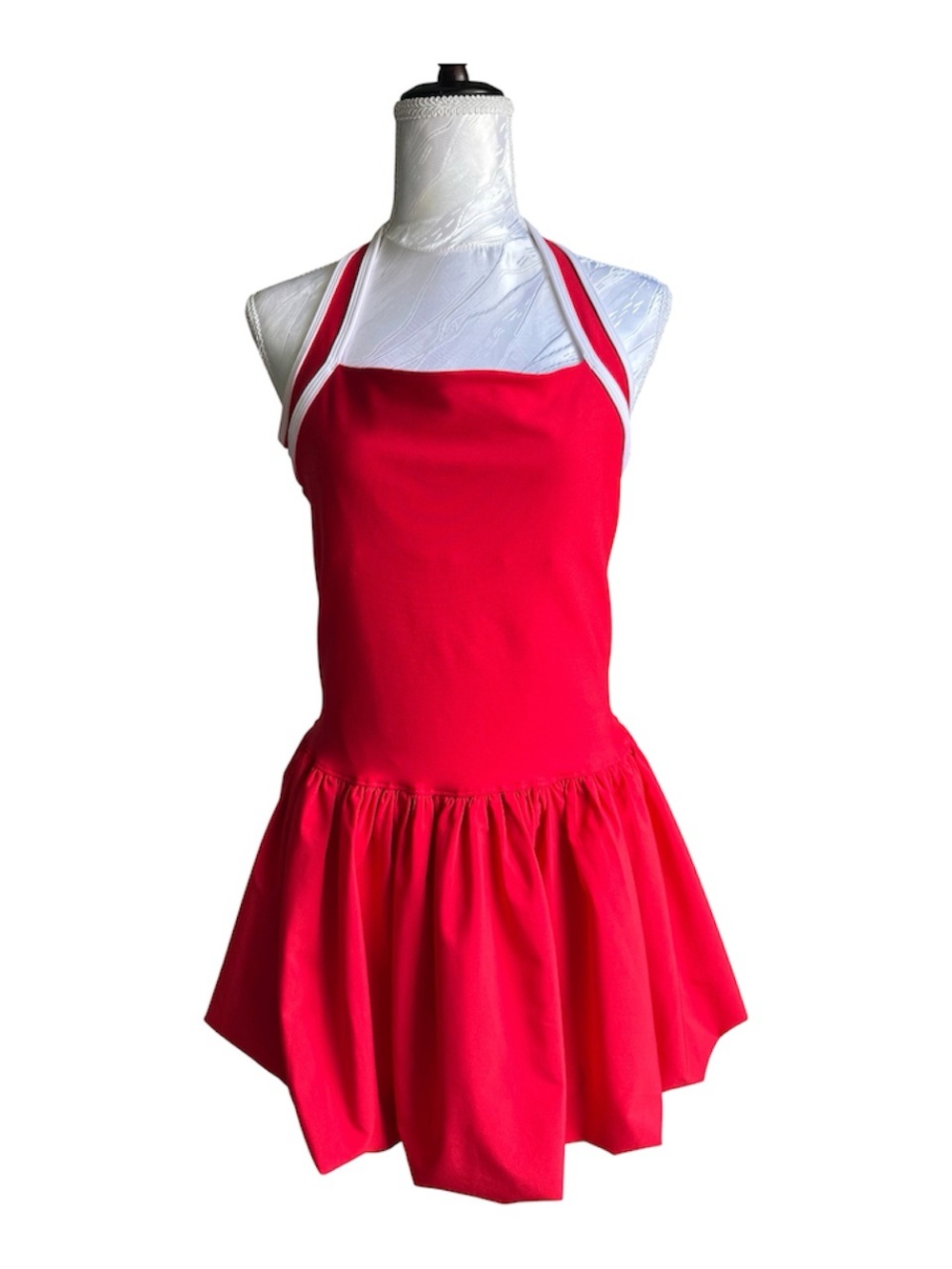 Abercrombie & Fitch YPB MotionTEK Halter Bubble Dress Built-In Shorts Red Large